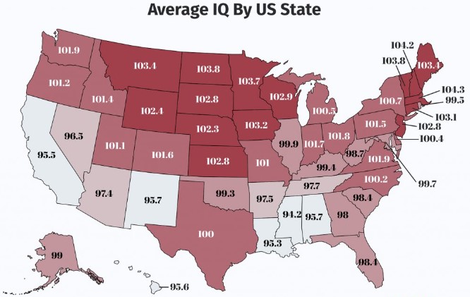Average IQ by US States